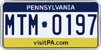 PA license plate MTM0197