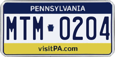 PA license plate MTM0204