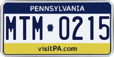 PA license plate MTM0215