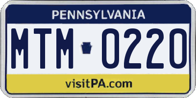 PA license plate MTM0220