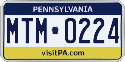 PA license plate MTM0224