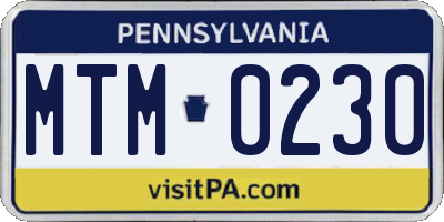 PA license plate MTM0230