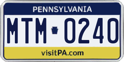 PA license plate MTM0240