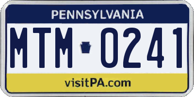PA license plate MTM0241
