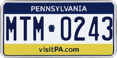 PA license plate MTM0243