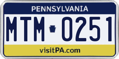 PA license plate MTM0251