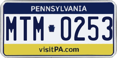 PA license plate MTM0253