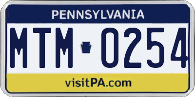 PA license plate MTM0254