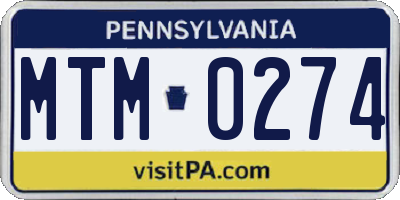 PA license plate MTM0274