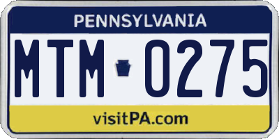 PA license plate MTM0275