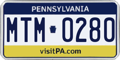 PA license plate MTM0280