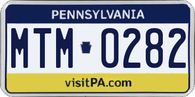 PA license plate MTM0282