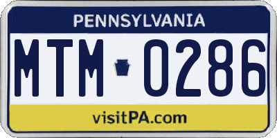PA license plate MTM0286