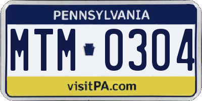 PA license plate MTM0304