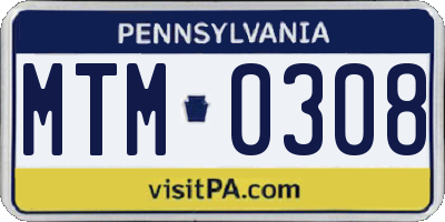 PA license plate MTM0308