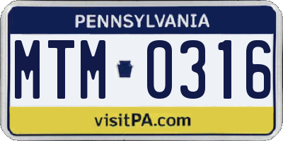 PA license plate MTM0316