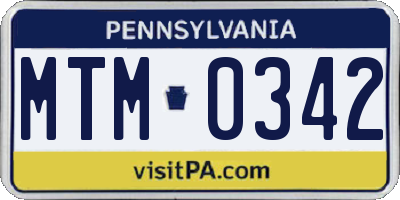 PA license plate MTM0342