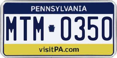 PA license plate MTM0350