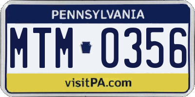PA license plate MTM0356