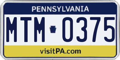 PA license plate MTM0375