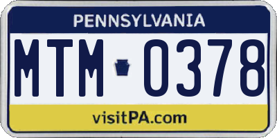 PA license plate MTM0378