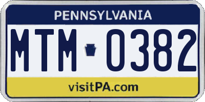 PA license plate MTM0382