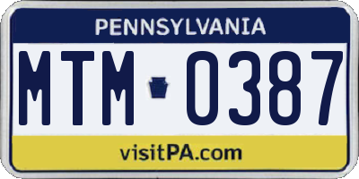 PA license plate MTM0387