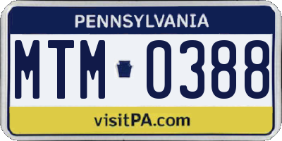 PA license plate MTM0388