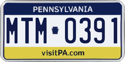 PA license plate MTM0391
