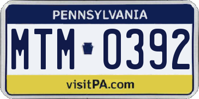 PA license plate MTM0392