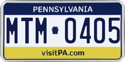 PA license plate MTM0405