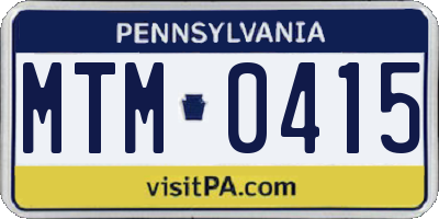 PA license plate MTM0415