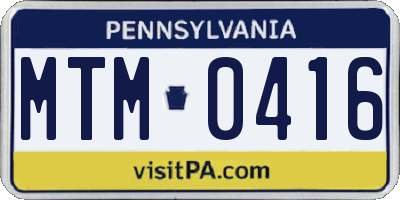 PA license plate MTM0416