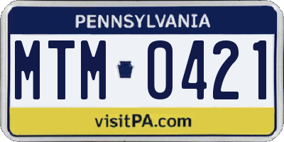 PA license plate MTM0421