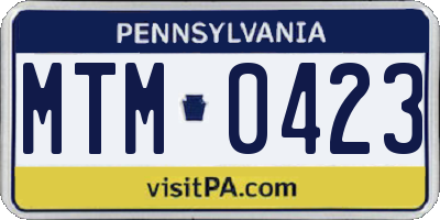 PA license plate MTM0423