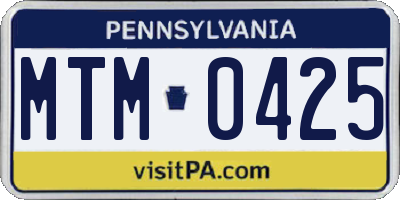 PA license plate MTM0425