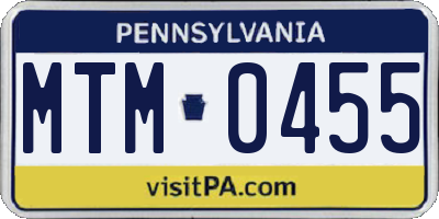 PA license plate MTM0455