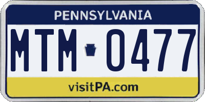 PA license plate MTM0477