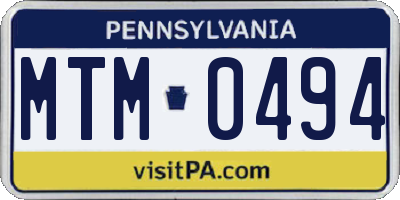 PA license plate MTM0494
