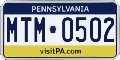 PA license plate MTM0502