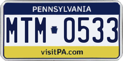 PA license plate MTM0533