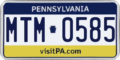 PA license plate MTM0585