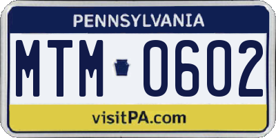 PA license plate MTM0602