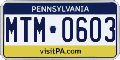 PA license plate MTM0603