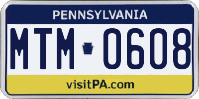 PA license plate MTM0608