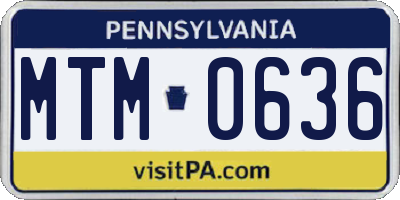 PA license plate MTM0636