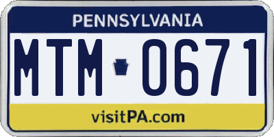 PA license plate MTM0671