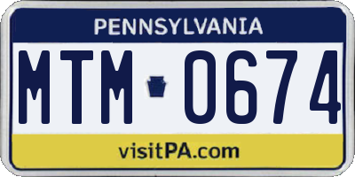 PA license plate MTM0674
