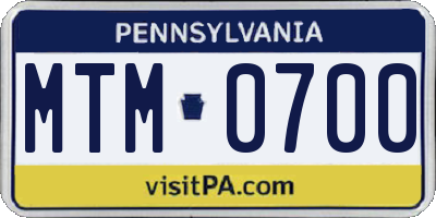 PA license plate MTM0700