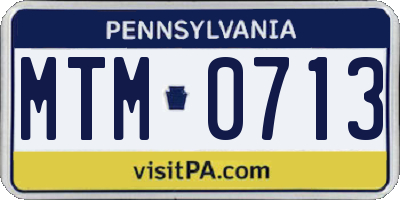 PA license plate MTM0713